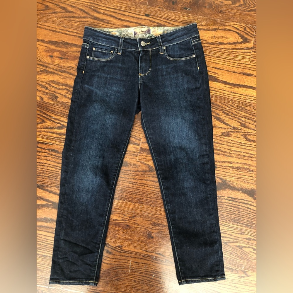 Women's Paige Size 26 Roxbury Dark Wash Slim Cropped Denim Jeans
